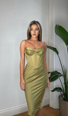 ZEE OLIVE SLIP DRESS