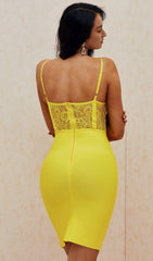 YELLOW SLING BANDAGE DRESS