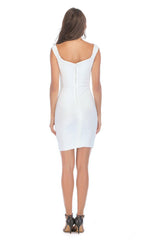 WHITE TIE WAIST BANDAGE DRESS