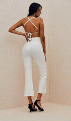 WHITE TEMPERAMENT BANDAGE JUMPSUIT