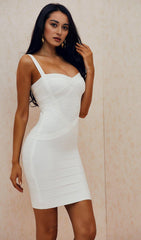 WHITE TEMPERAMENT BANDAGE DRESS