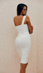 WHITE HOLLOW BANDAGE DRESS