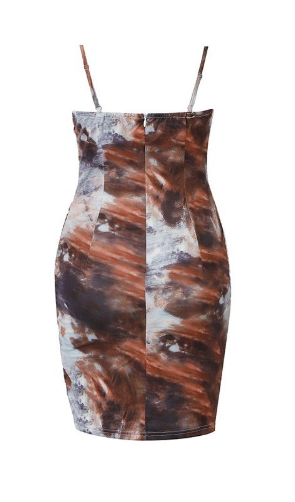 Tie-dye low-cut dress