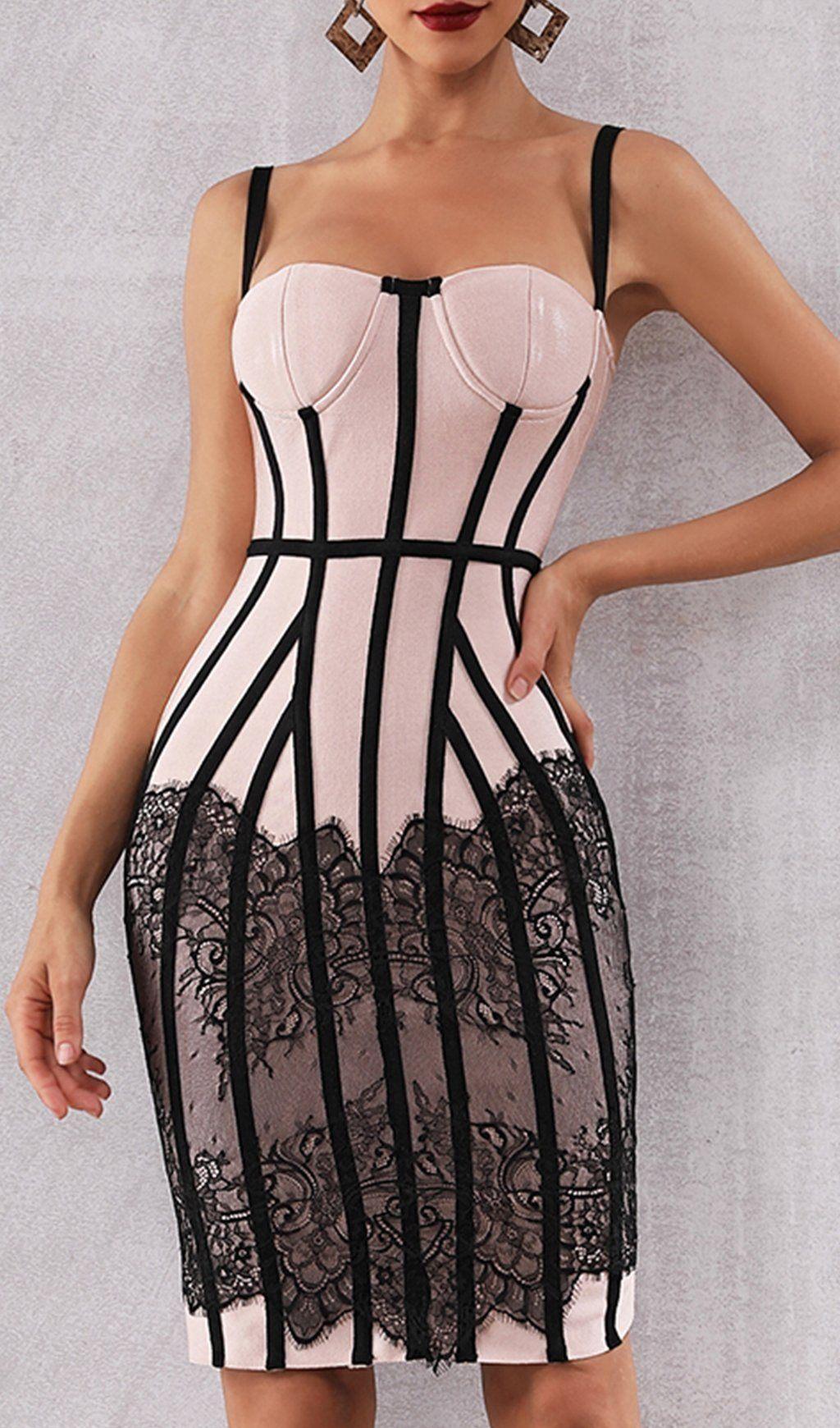 SUSPENDER LACE SLIM DRESS