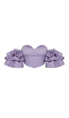 PURPLE STEAPLESS RUFFLED TOP