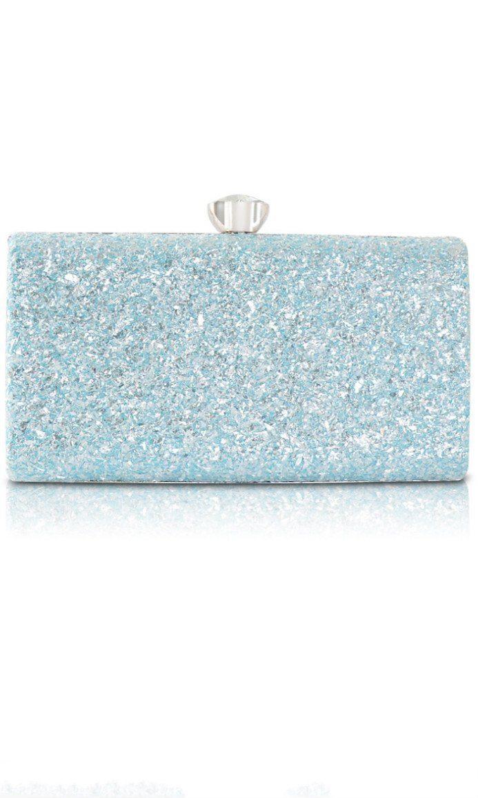 POWDER BLUE GLITTER BAG WITH CHAIN STRAP