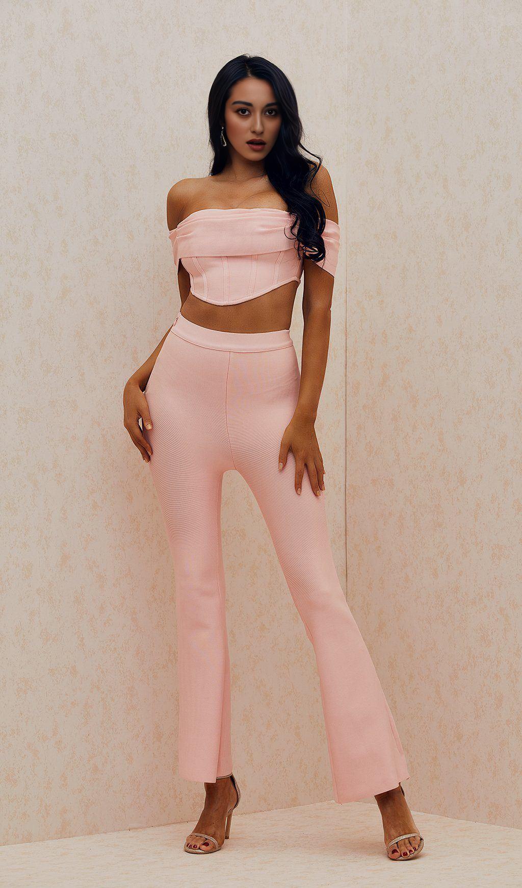 PINK TEMPERAMENT BANDAGE SUIT