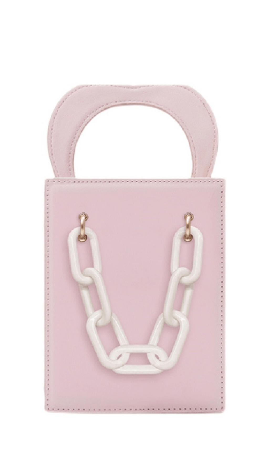 Peach heart handbag.