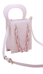 Peach heart handbag.