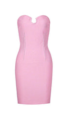 STRAPLESS BANDAGE MINI DRESS IN PINK