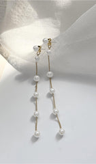 LONG PEARL TASSEL EARRINGS