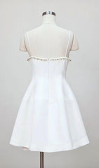 PEARL EMBELLISHED HTM MINI DRESS IN WHITE