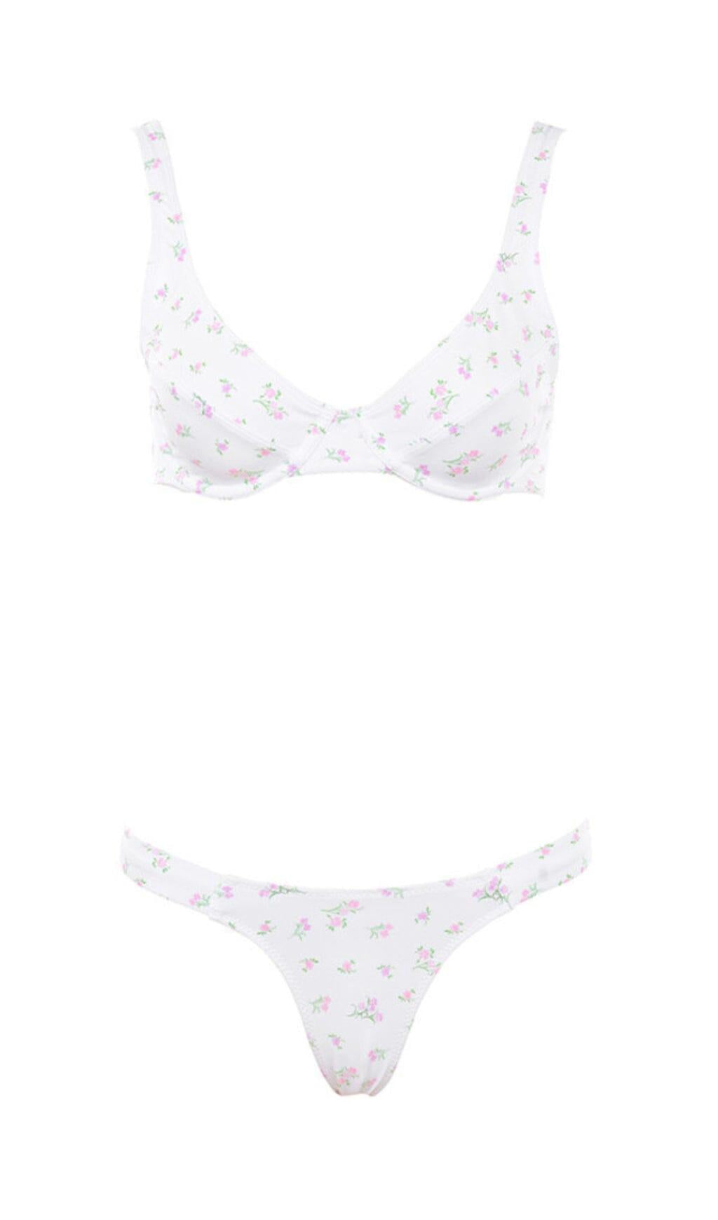 WHITE FLORAL PRINT BIKINI