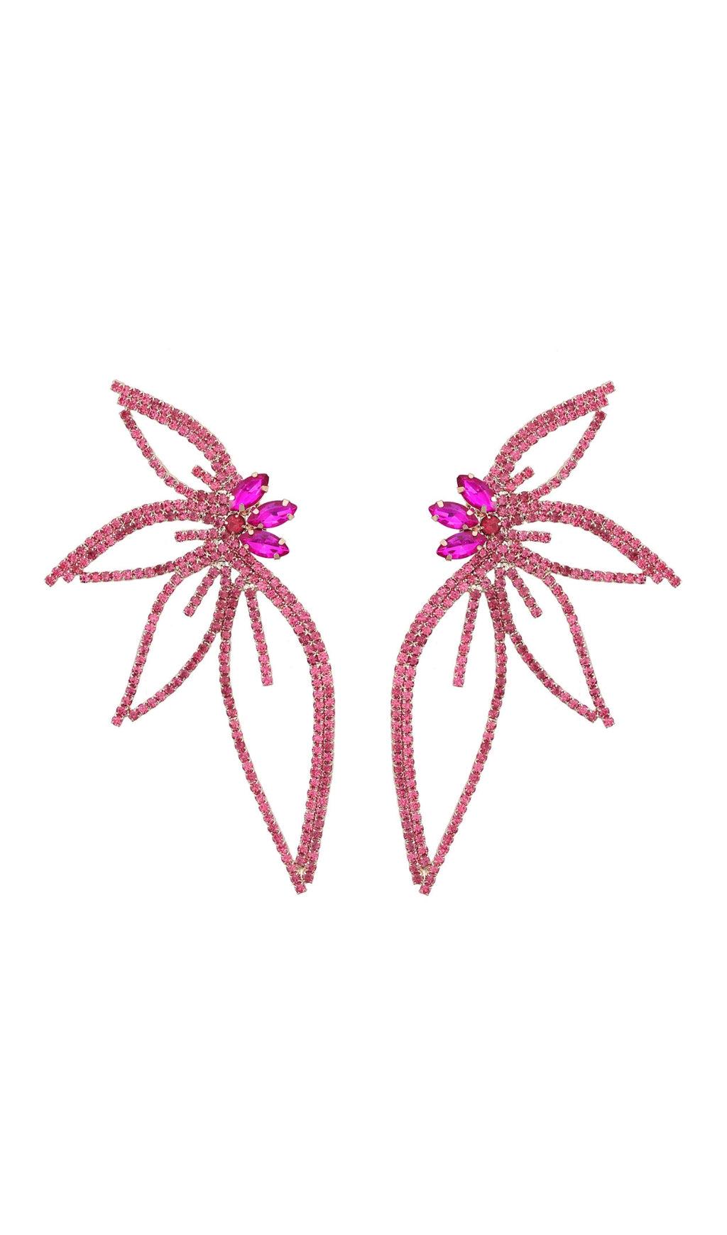 CRYSTAL FLOWER EARRINGS IN PINK