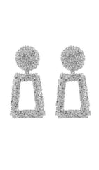 TEXTURED DOOR KNOCKER PLATED EARRINGS