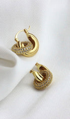 18K GOLD CRYSTAL HOOP EARRINGS