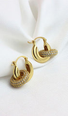 18K GOLD CRYSTAL HOOP EARRINGS