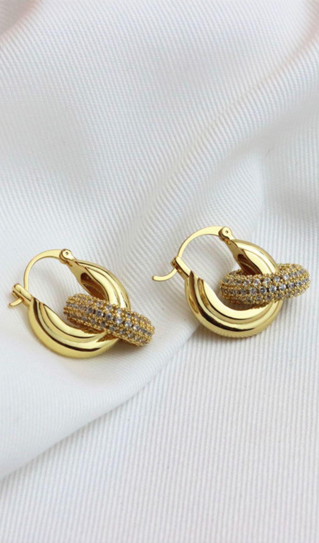 18K GOLD CRYSTAL HOOP EARRINGS