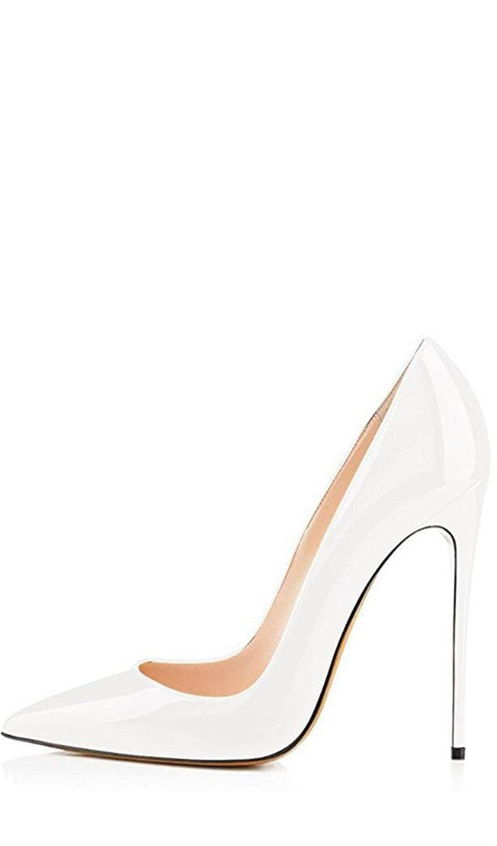 WHITE STILETTO HIGH HEEL SHOES