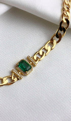 18K GOLD EMERALD CRYSTAL CHAIN NECKLACE