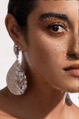 GOLD DIAMANTE STATEMENT TEARDROP EARRINGS