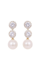 PEARL EARRINGS WITH ZIRCON FLOWERS