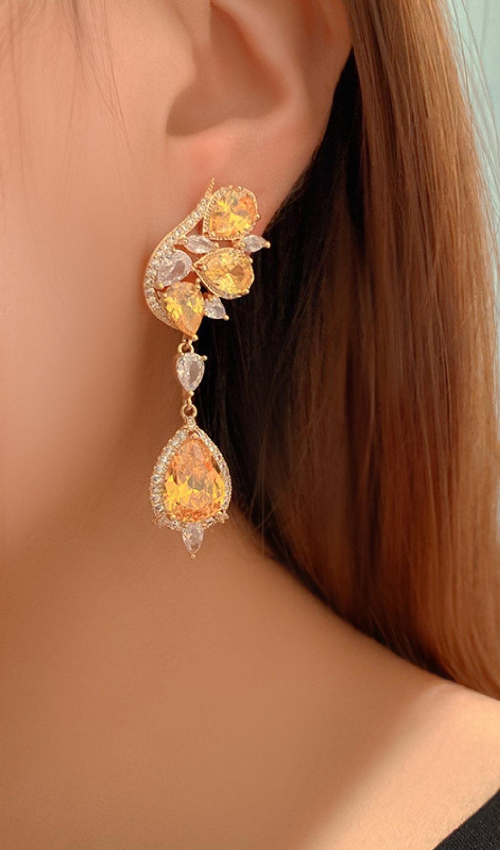 DIAMOND BUTTERFLY TOPAZ EARRINGS