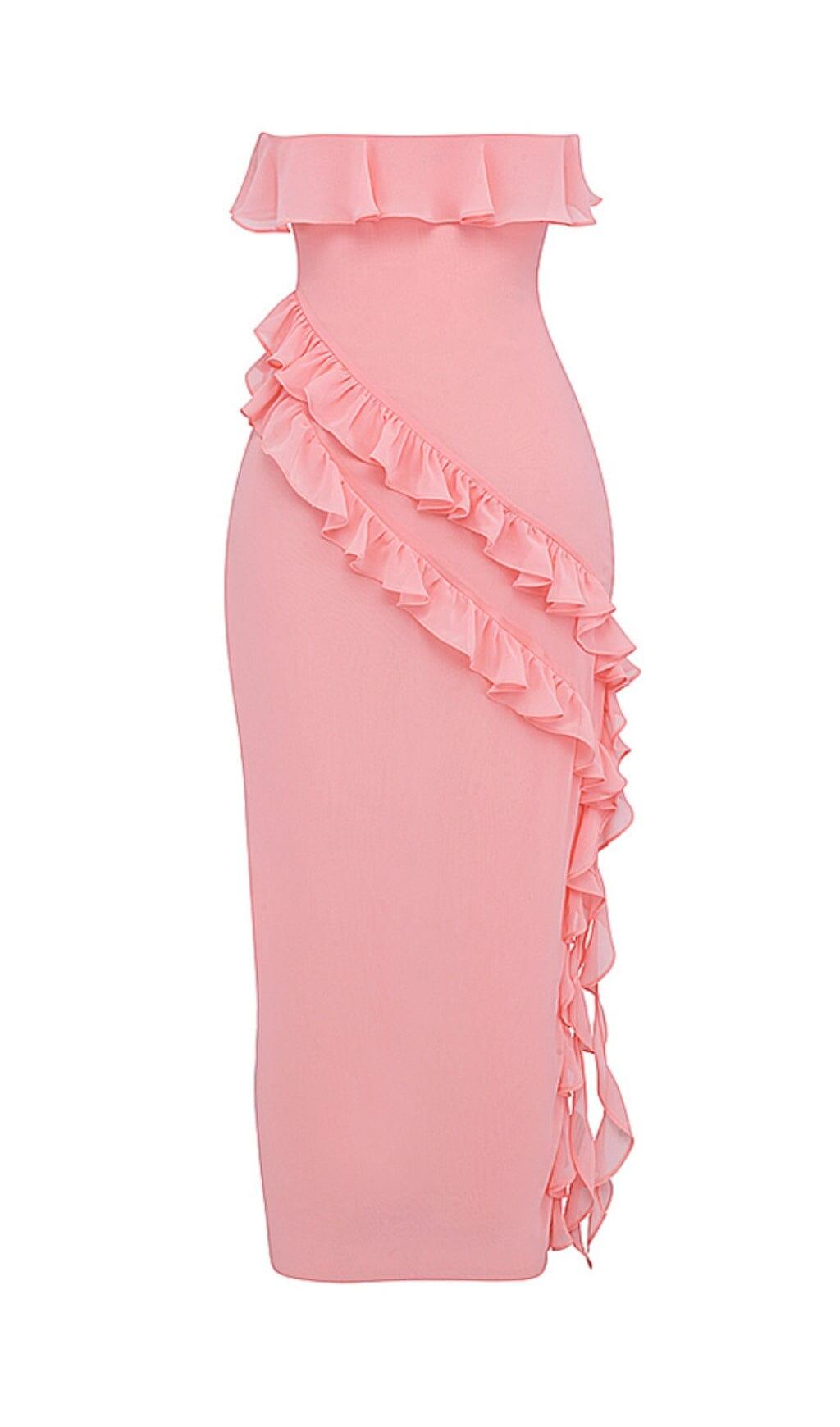 APRICOT RUFFLE MAXI DRESS