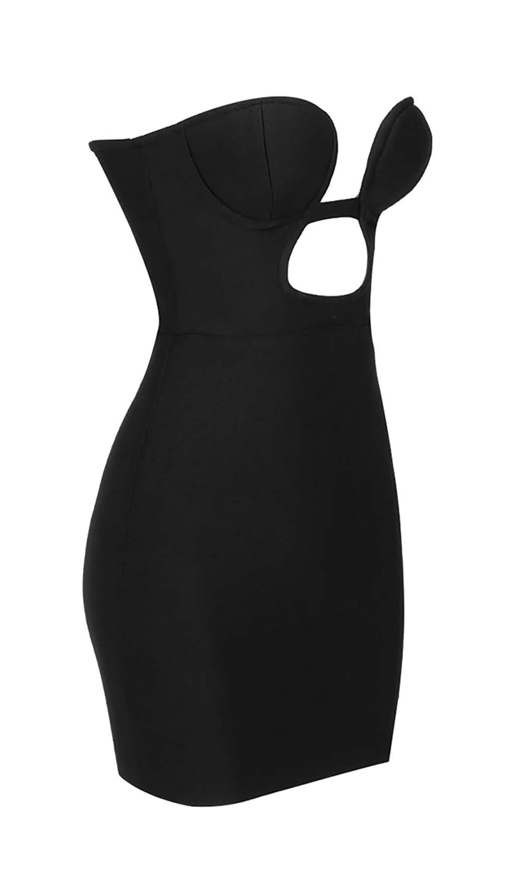 BANDEAU BANDAGE MINI DRESS IN BLACK