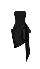 BANDEAU IRREGULAR MINI DRESS IN BLACK