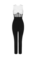 BANDAGE JUMPSUIT IN BLACK WHITE