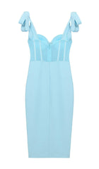 CRYSTAL CORSET MIDI DRESS IN SKY BLUE