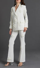 STEREO FLOWER MID-RISE JEANS IN WHITE