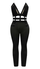 CUT OUT DETAILED ZIPPER BACK JUMPSUIT IN BLACK