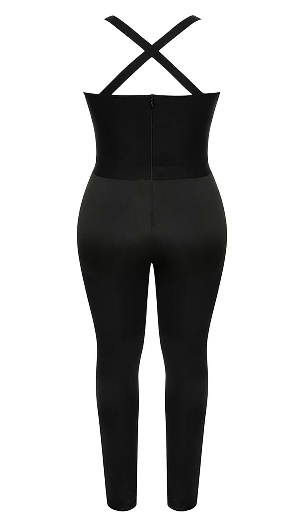 CUT OUT DETAILED ZIPPER BACK JUMPSUIT IN BLACK