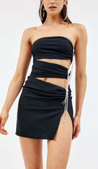 CUTOUT BANDEAU MINI DRESS IN BLACK