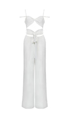 CUTOUT SLEEVELESS JUMPSUIT IN WHITE