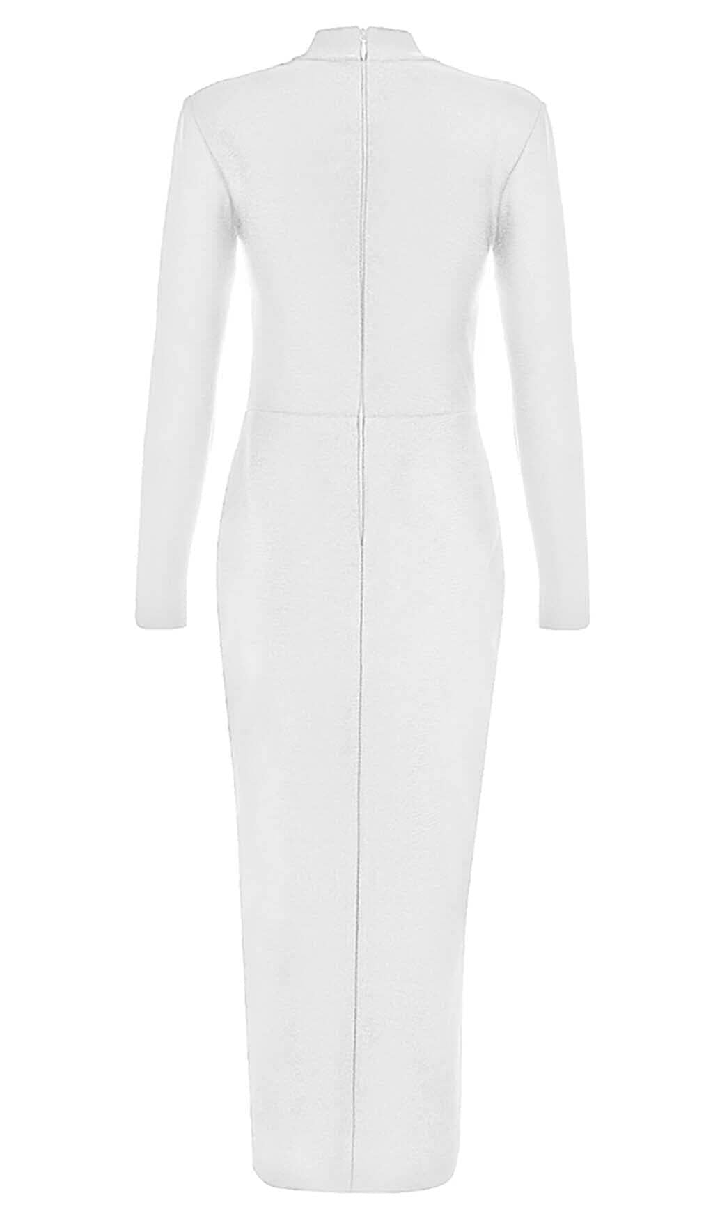 FISHBONE SLIT BANDAGE MIDI DRESS