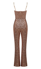 GLITTER STRAPPY JUMPSUIT IN GOLD