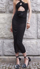 HALTER CUT OUT MAXI DRESS IN BLACK