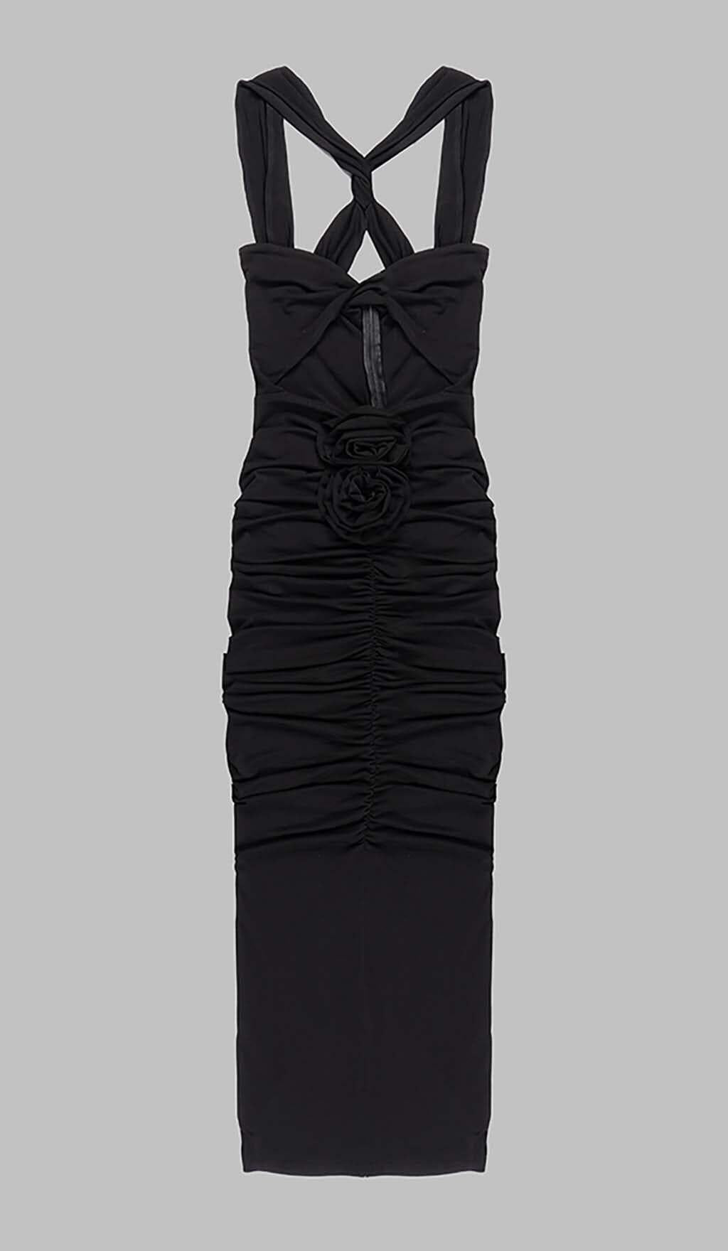 HALTER CUT OUT MAXI DRESS IN BLACK