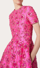 JACQUARD FLORAL MINI DRESS