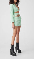 CUT OUT JACKET DRESS IN MINT GREEN