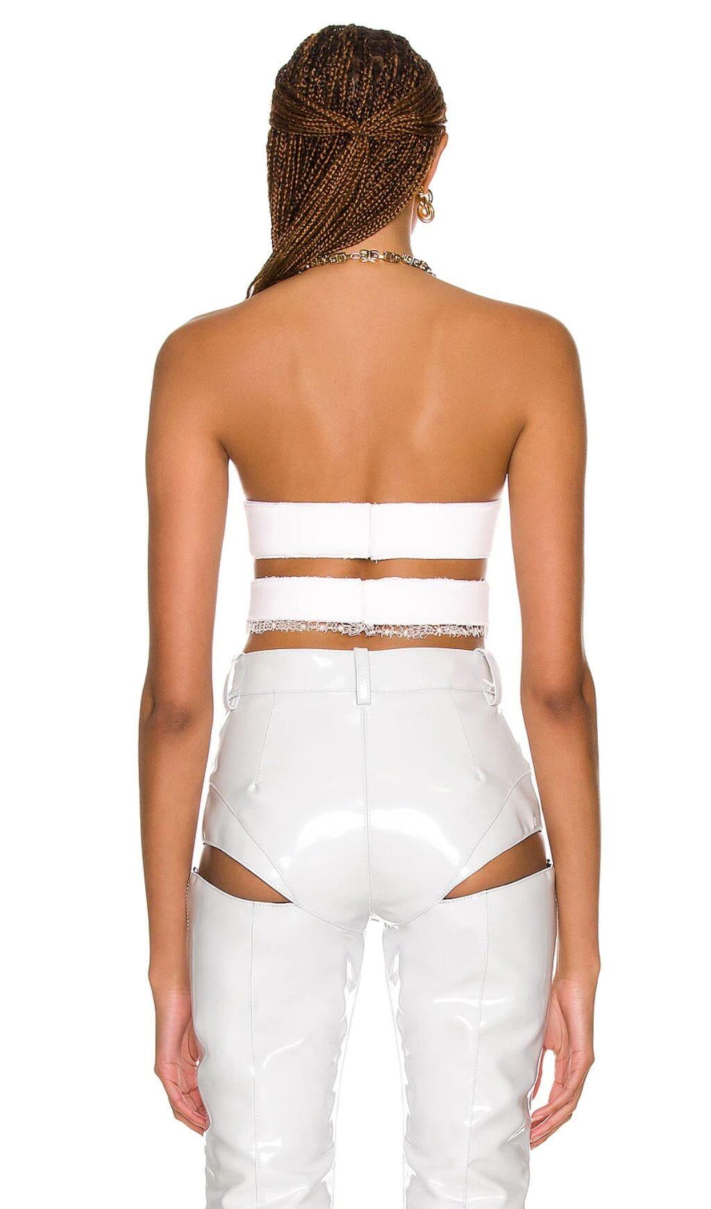 CUT OUT PU TWO-PIECE SUIT IN WHITE