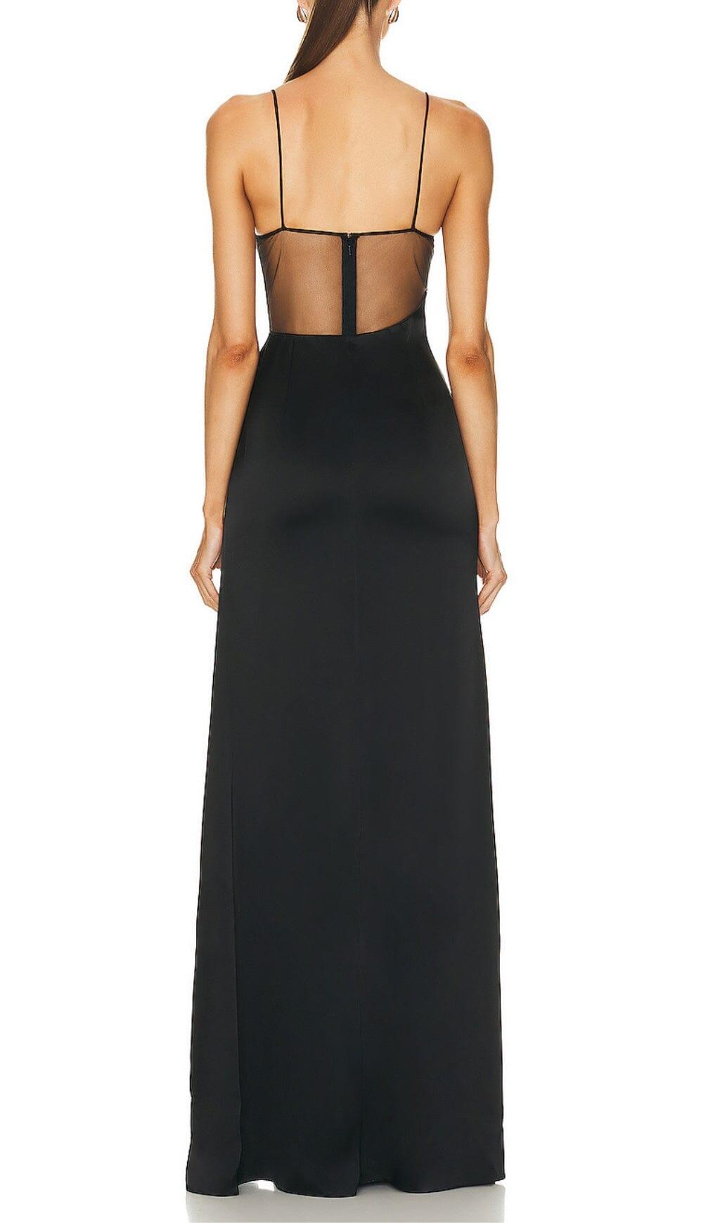 STARFISH EMBELLISHED MESH BODICE MAXI DRESS IN BLACK