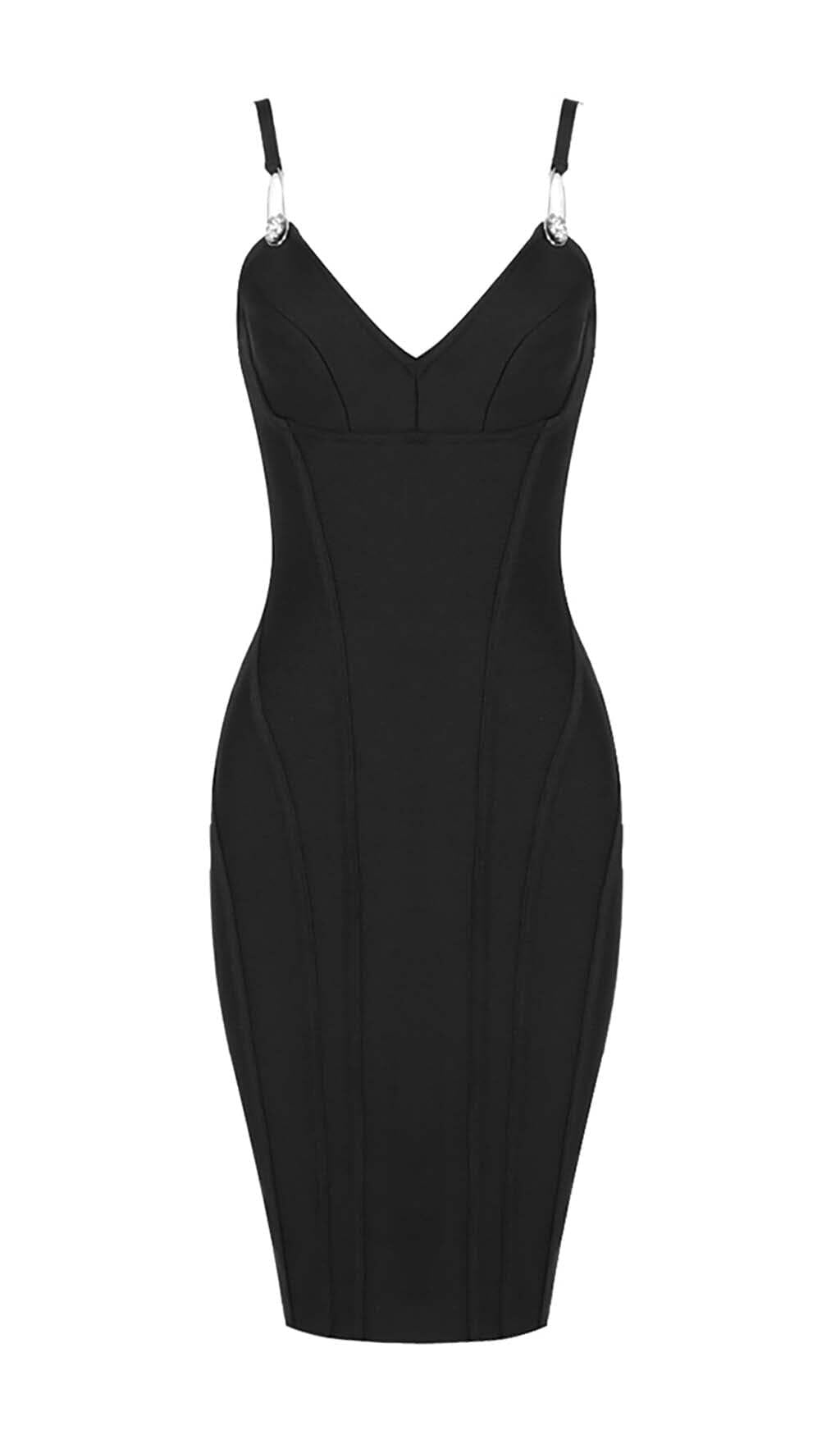 STRAPPY BANDAGE MIDI DRESS IN BLACK