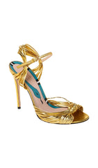 STRAPPY HEEL SANDALS IN GOLD