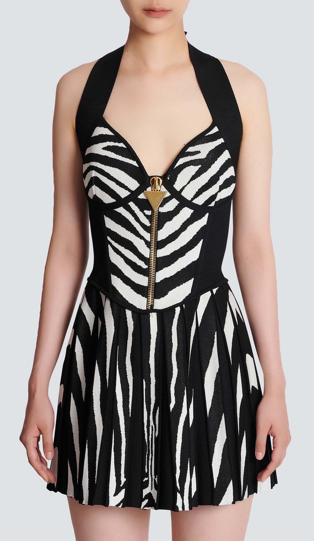 STRIPE STRAPPY MINI DRESS IN BLACK