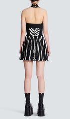 STRIPE STRAPPY MINI DRESS IN BLACK