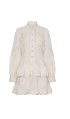 TWO LAYERS TIERED RUFFLES MINI DRESS IN WHITE